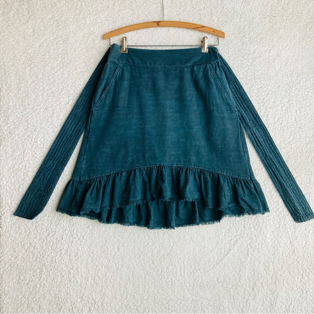 Anthropologie Pilcro Women’s teal Amora Ruffled Mini Skirt, Sz M - Picture 2 of 15